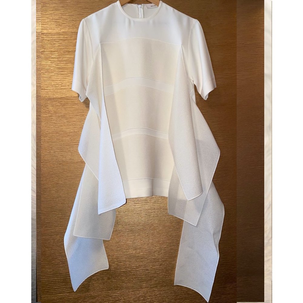 CELINE WHITE BLOUSE LONG SIZE 34